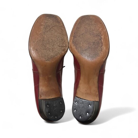 Vintage 1940s Red Leather Oxford Heels Arch-Heel Cushioned Insole 7.5 - Picture 7 of 15